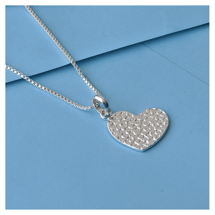 Cadena De Plata 925 Veneciana & Corazón Martillado 3