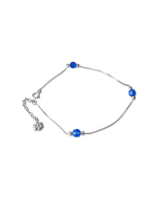 Tobillera De Plata 925 con Cristales Azules