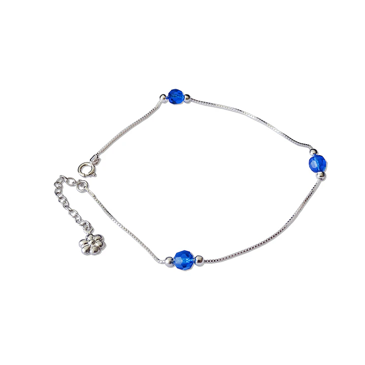 Tobillera De Plata 925 con Cristales Azules 1