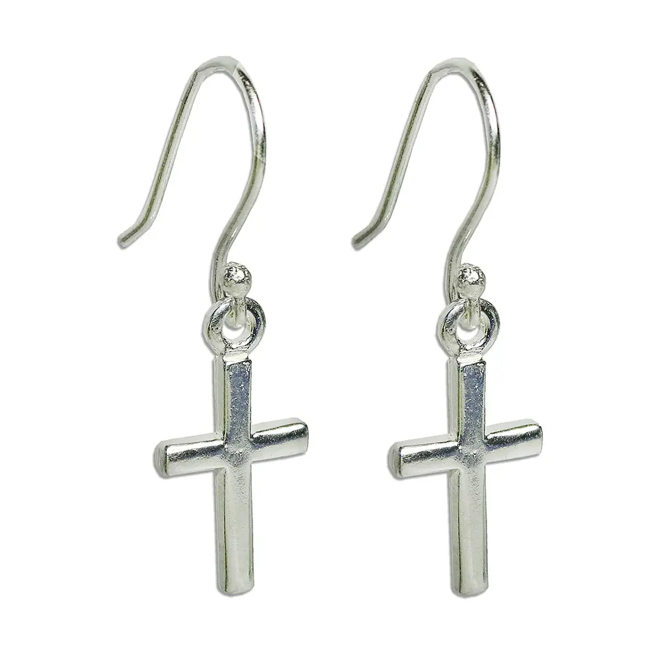 Aros De Plata 925 Cruz 1