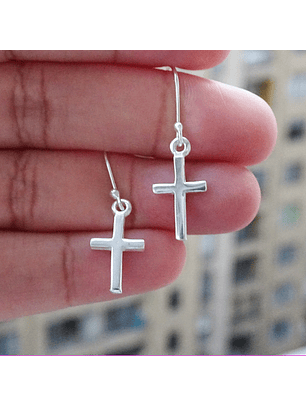 Aros De Plata 925 Cruz