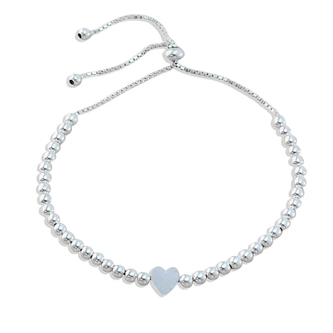 Pulsera De Plata 925 Ajustable de Corazón
