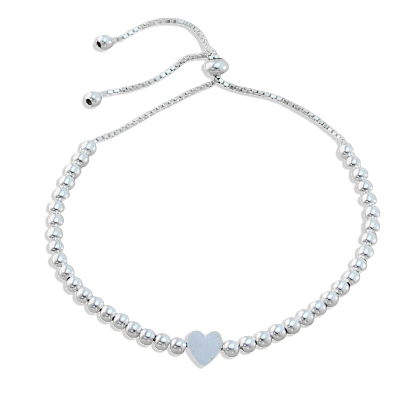 Pulsera De Plata 925 Ajustable de Corazón 1