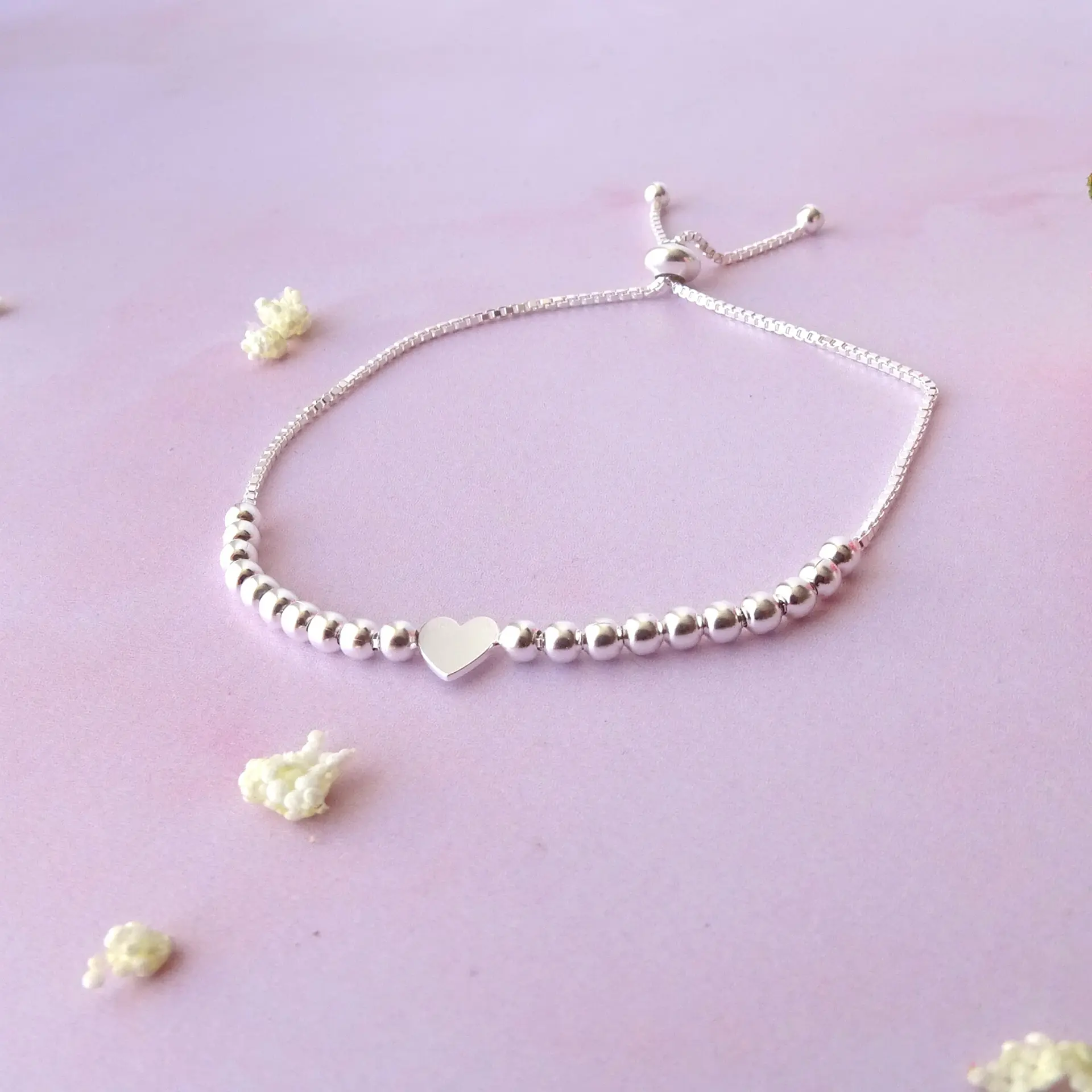 Pulsera De Plata 925 Ajustable de Corazón 4