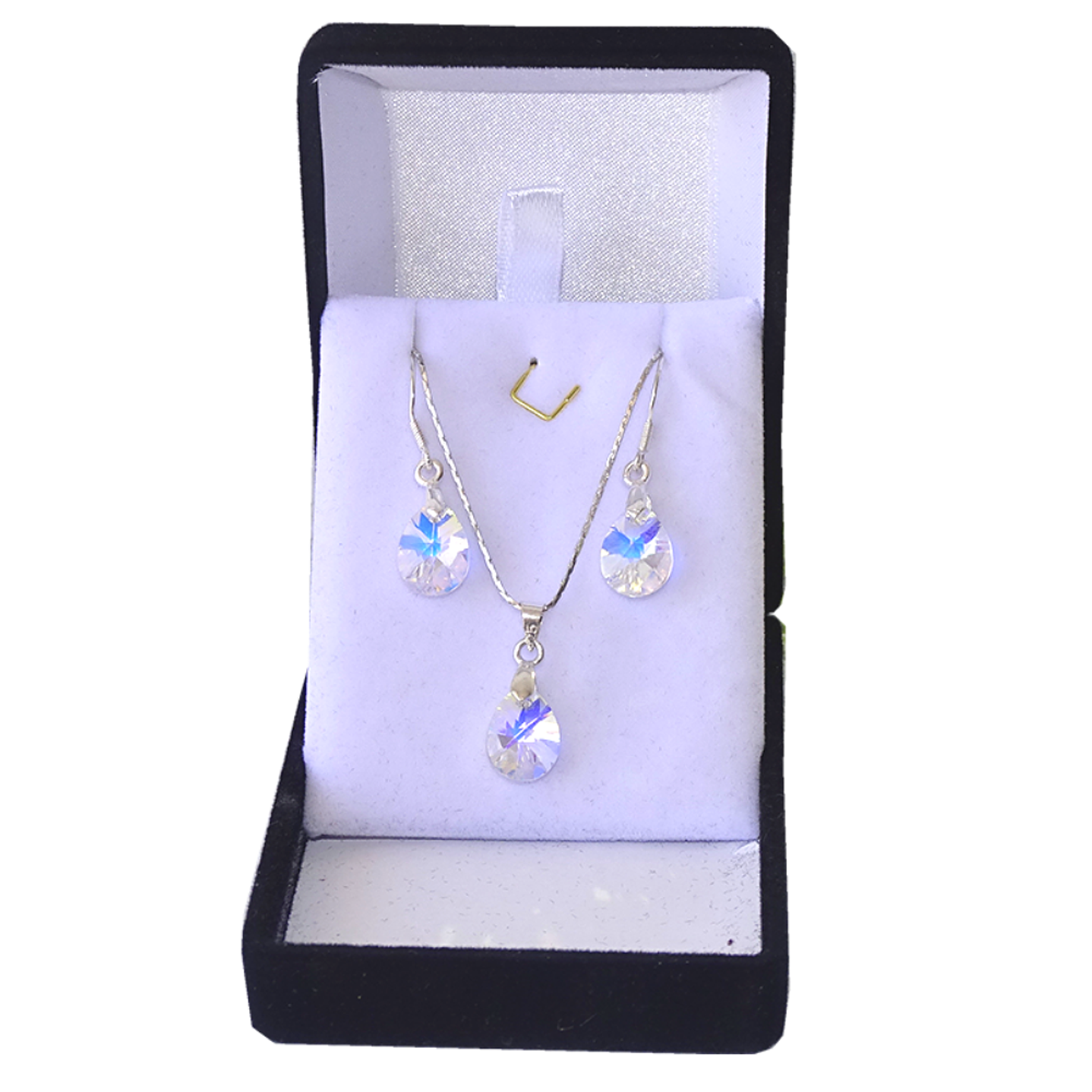 Conjunto De Plata 925 Cristales Gotas Destellos Aurora Boreal 1