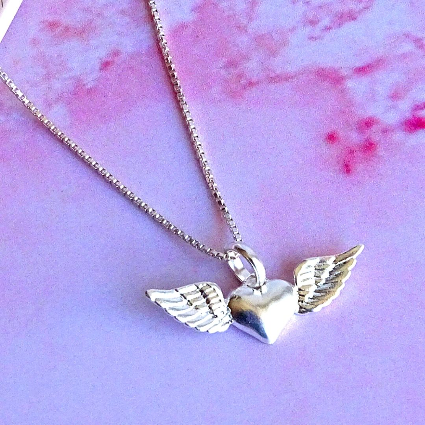 Cadena Plata Ley 925 & Corazón Alas Rock Star  3