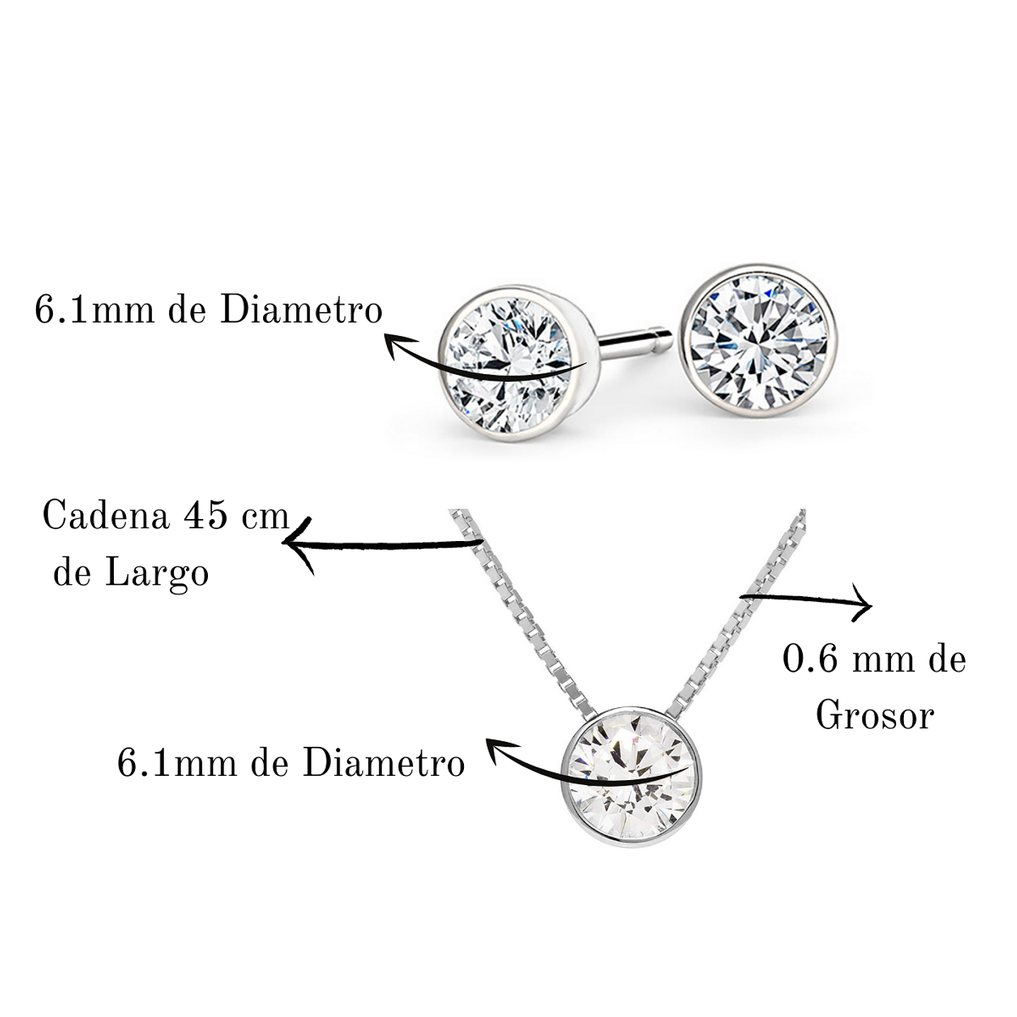 Conjunto De Plata 925 Punto de Luz 3