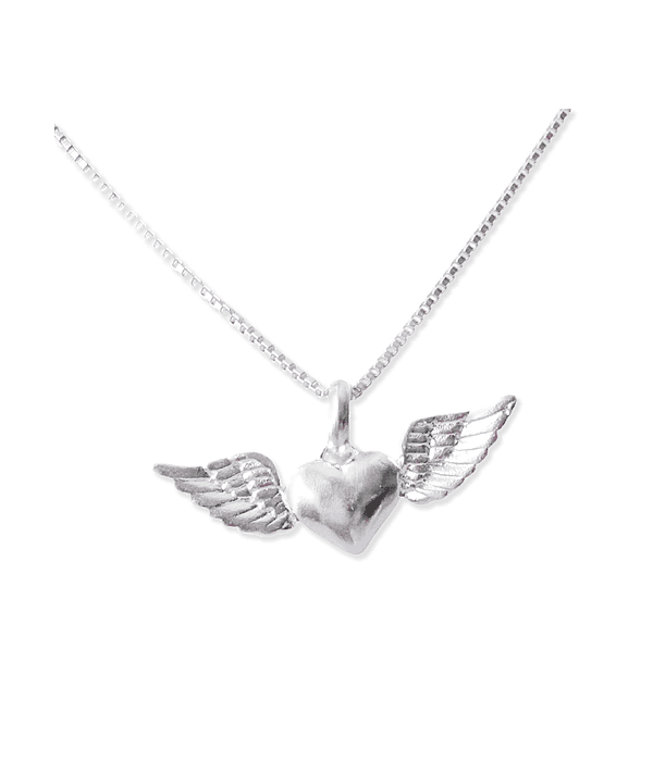 Cadena Plata Ley 925 & Corazón Alas Rock Star 