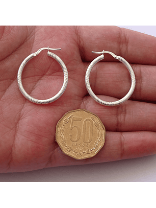 Aros De Plata 925 Argollas Satinadas 30mm