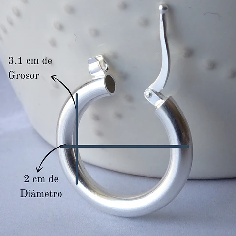 Aros De Plata 925 Argollas Gruesa 20mm 