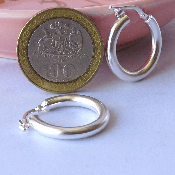 Aros De Plata 925 Argollas Gruesa 20mm  4