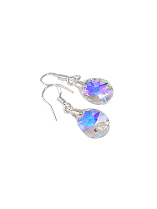 Aros De Plata 925 Gotas De Cristal Aurora Boreal