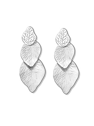 Aros De Plata 925 Hojas Con Relieve 