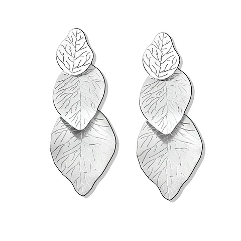 Aros De Plata 925 Hojas Con Relieve 