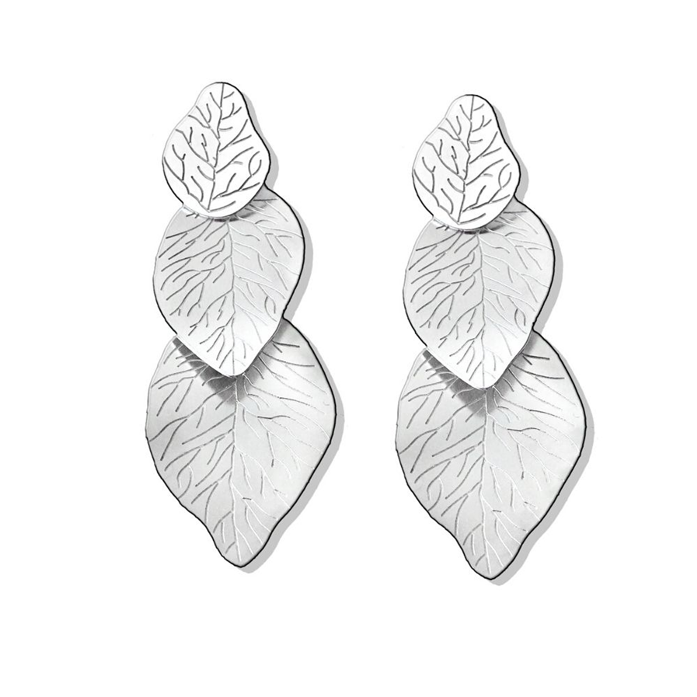 Aros De Plata 925 Hojas Con Relieve  1