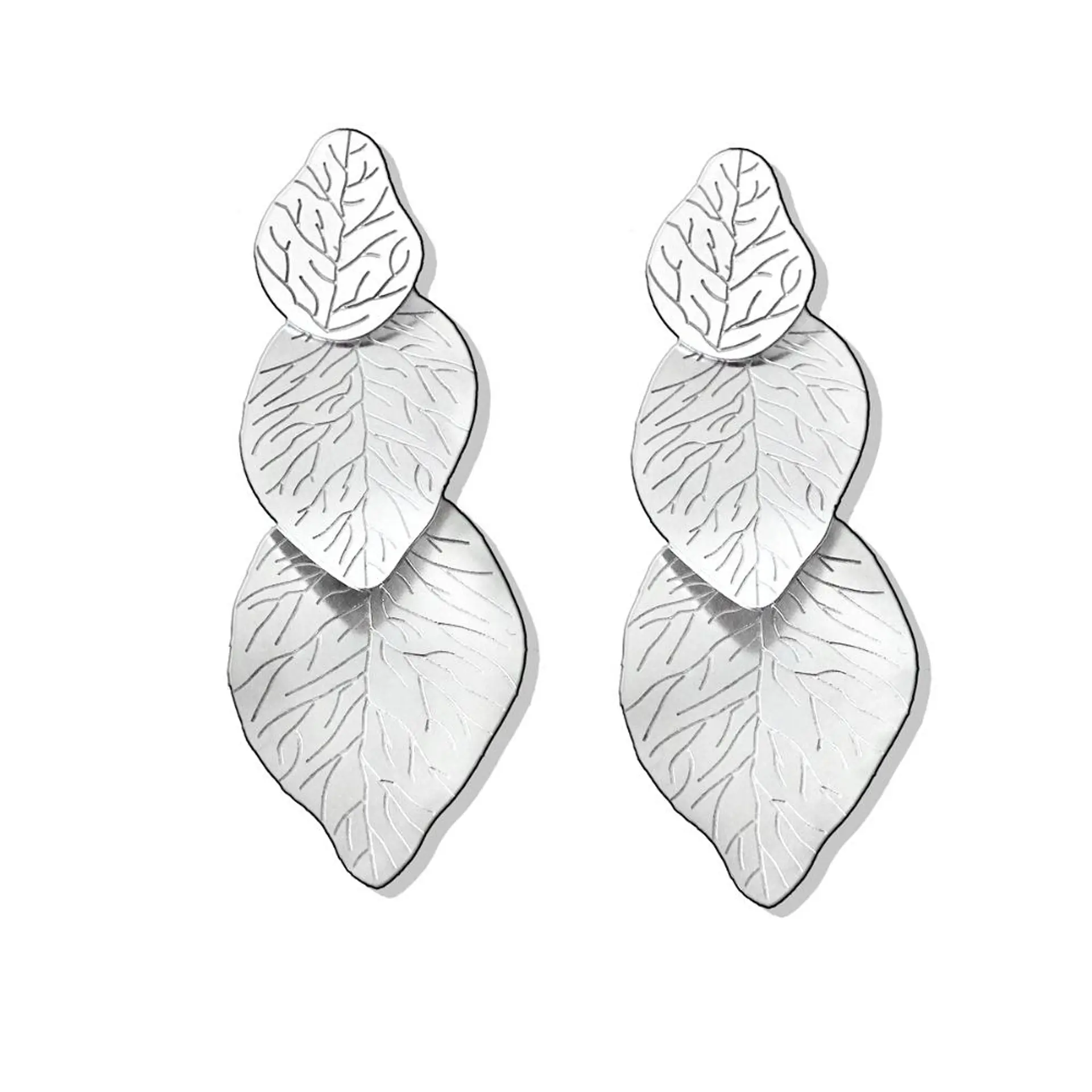 Aros De Plata 925 Hojas Con Relieve  1