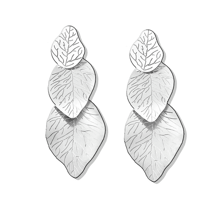 Aros De Plata 925 Hojas Con Relieve  1