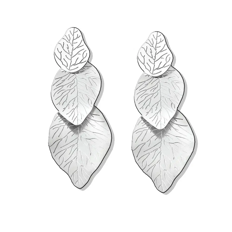 Aros De Plata 925 Hojas Con Relieve  1