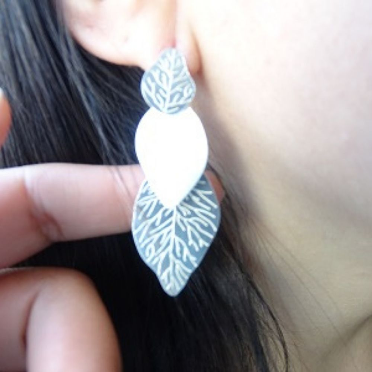 Aros De Plata 925 Hojas Con Relieve  2