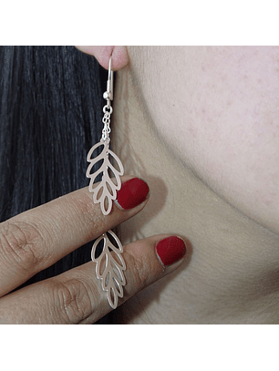 Aros De Plata 925 Hojas Tropicales