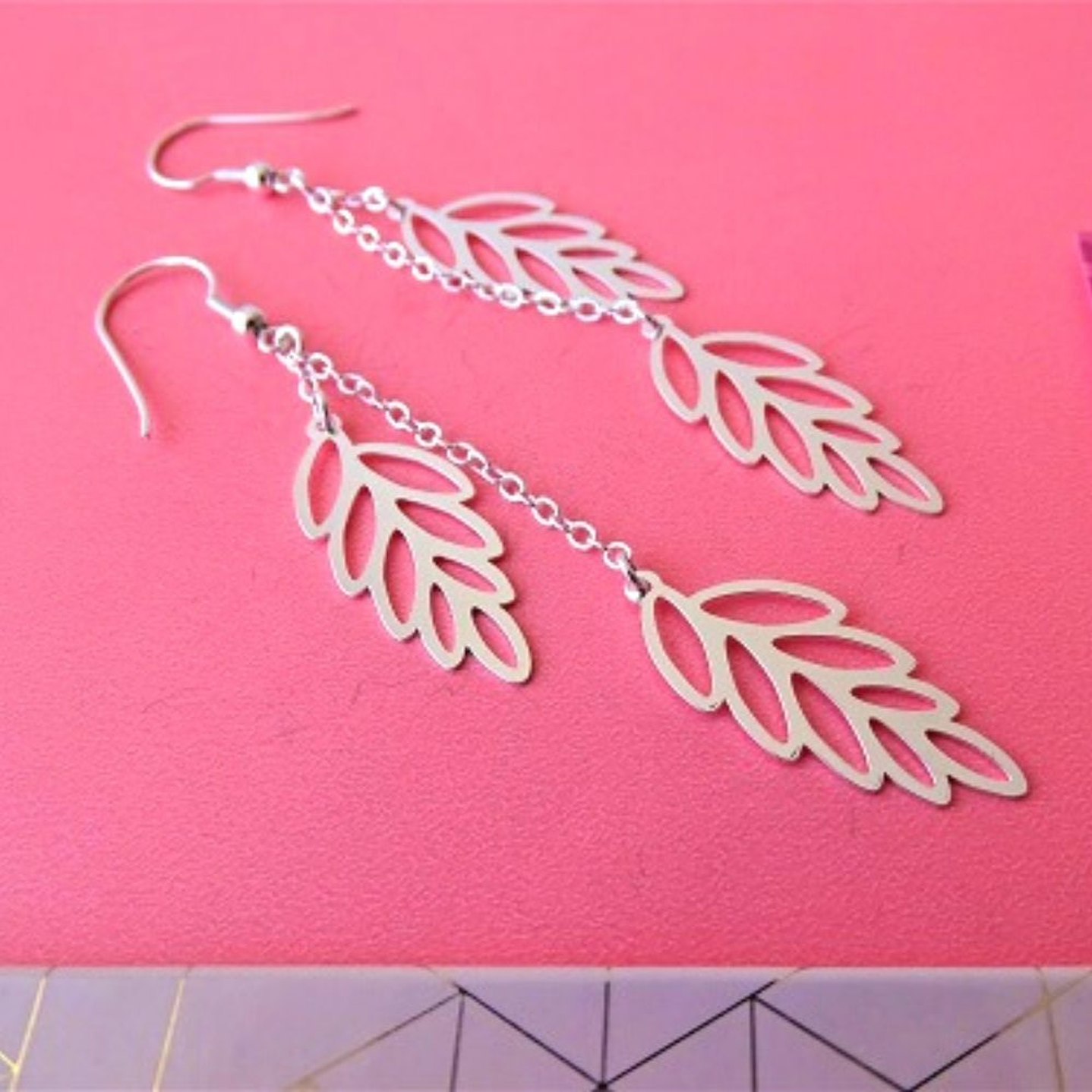 Aros De Plata 925 Hojas Tropicales 3