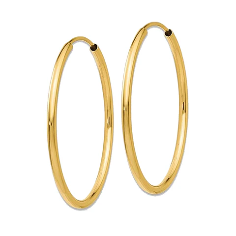 Aros De Plata 925 Con Baño De Oro Argollas 40mm