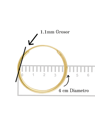Aros De Plata 925 Con Baño De Oro Argollas 40mm