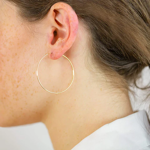 Argollas Lisas Baño de Oro 18K · 40 MM
