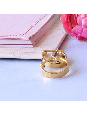 Aros De Plata Con Baño De Oro Argollas Clásicos 15mm