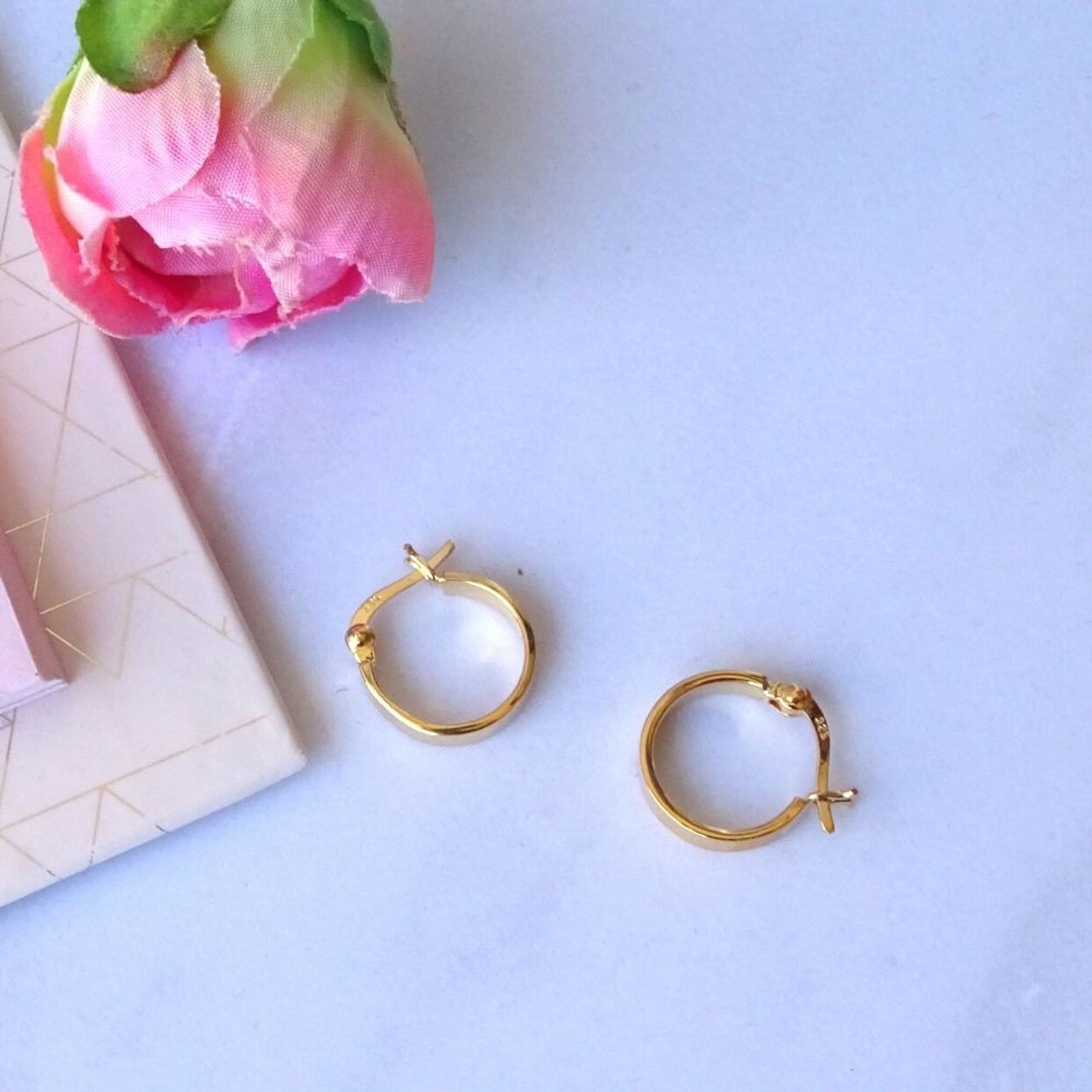 Aros De Plata Con Baño De Oro Argollas Clásicos 15mm 3