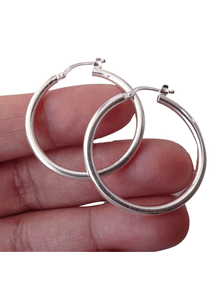 Aros De Plata 925 Argollas Gruesa 30mm 