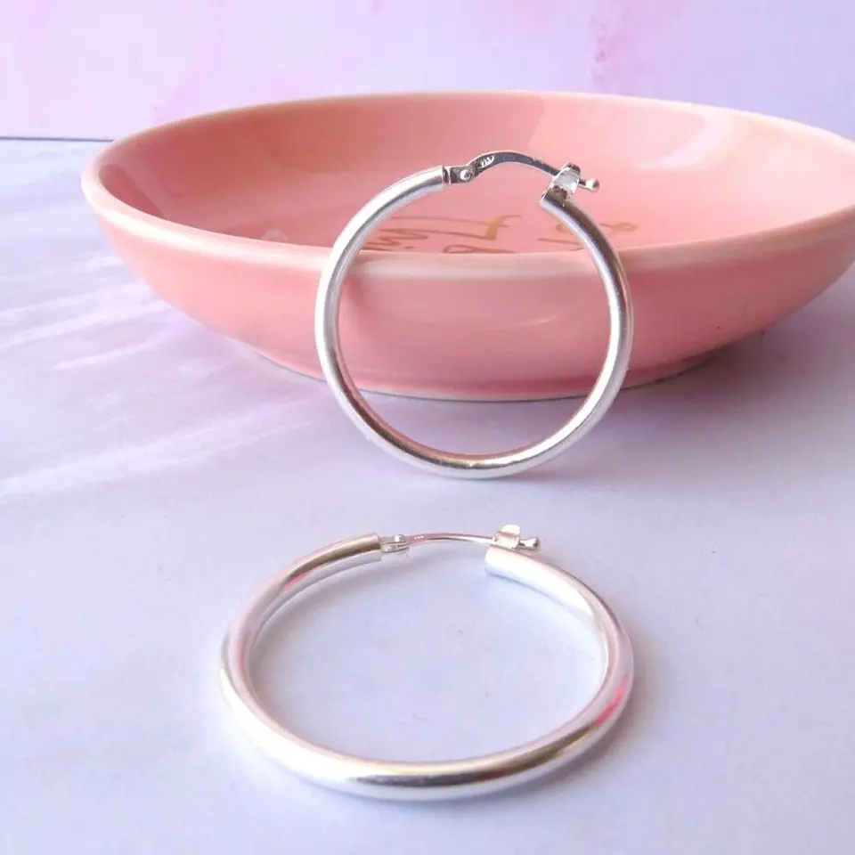 Aros De Plata 925 Argollas Gruesa 30mm  4