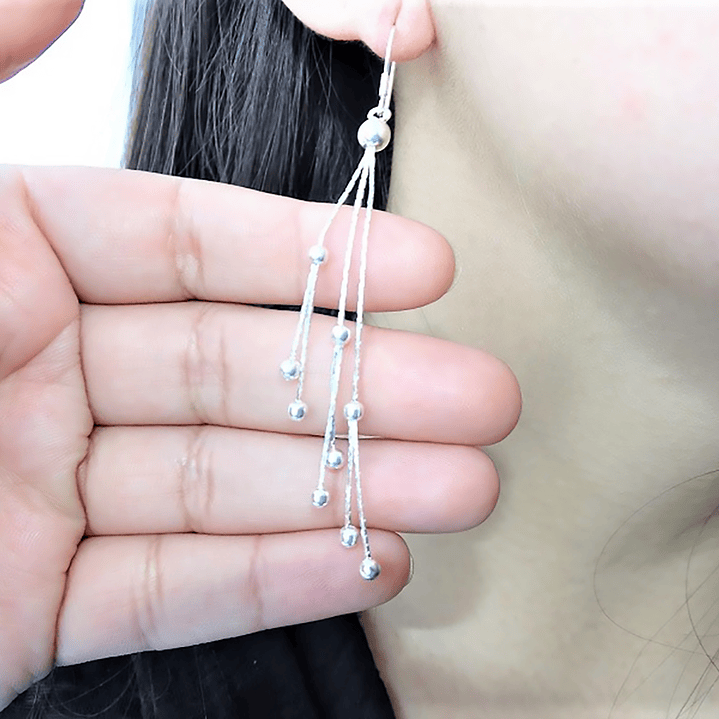 Aros De Plata 925 Largos Con Puntos 3