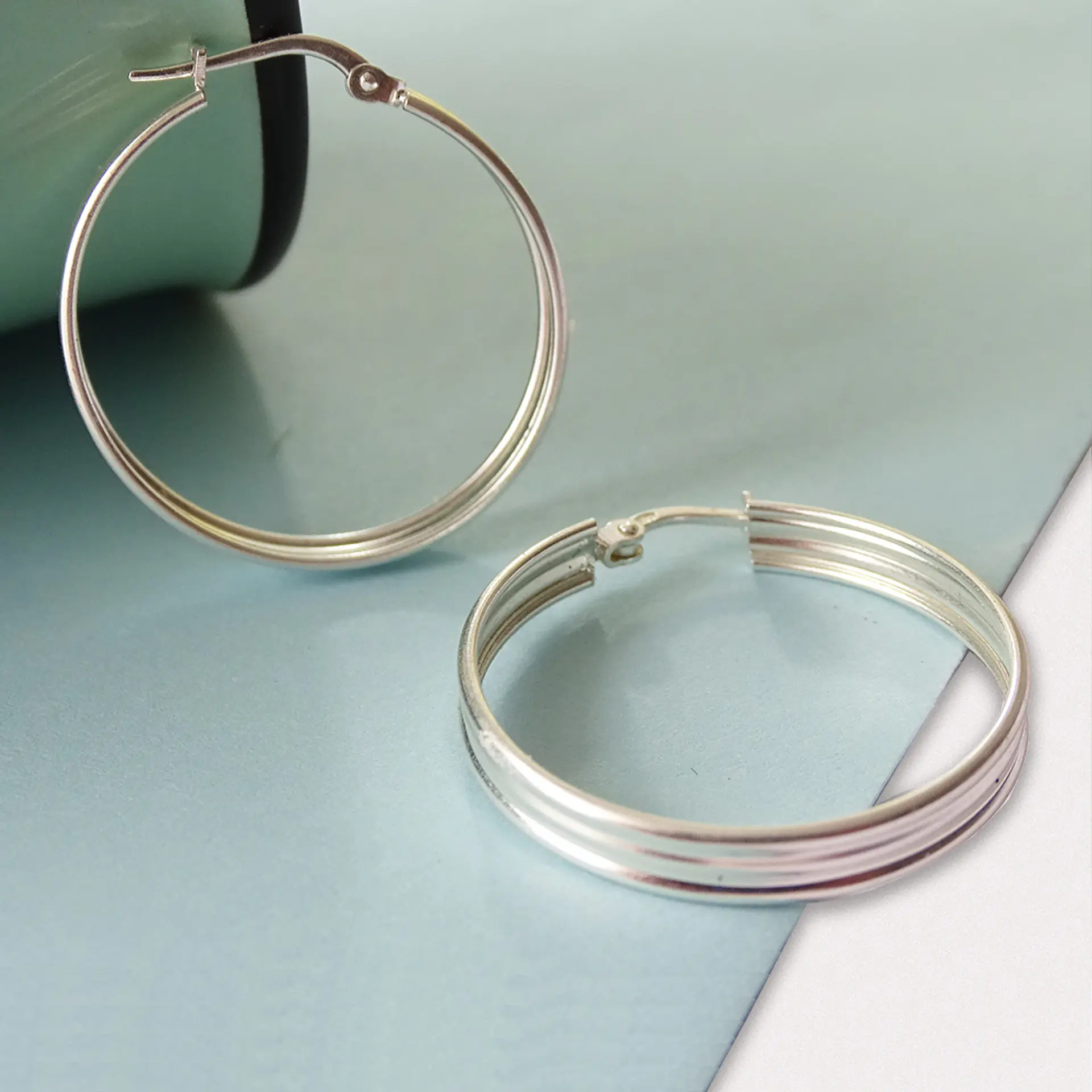 Aros De Plata 925 Argollas Mayu 27mm 2