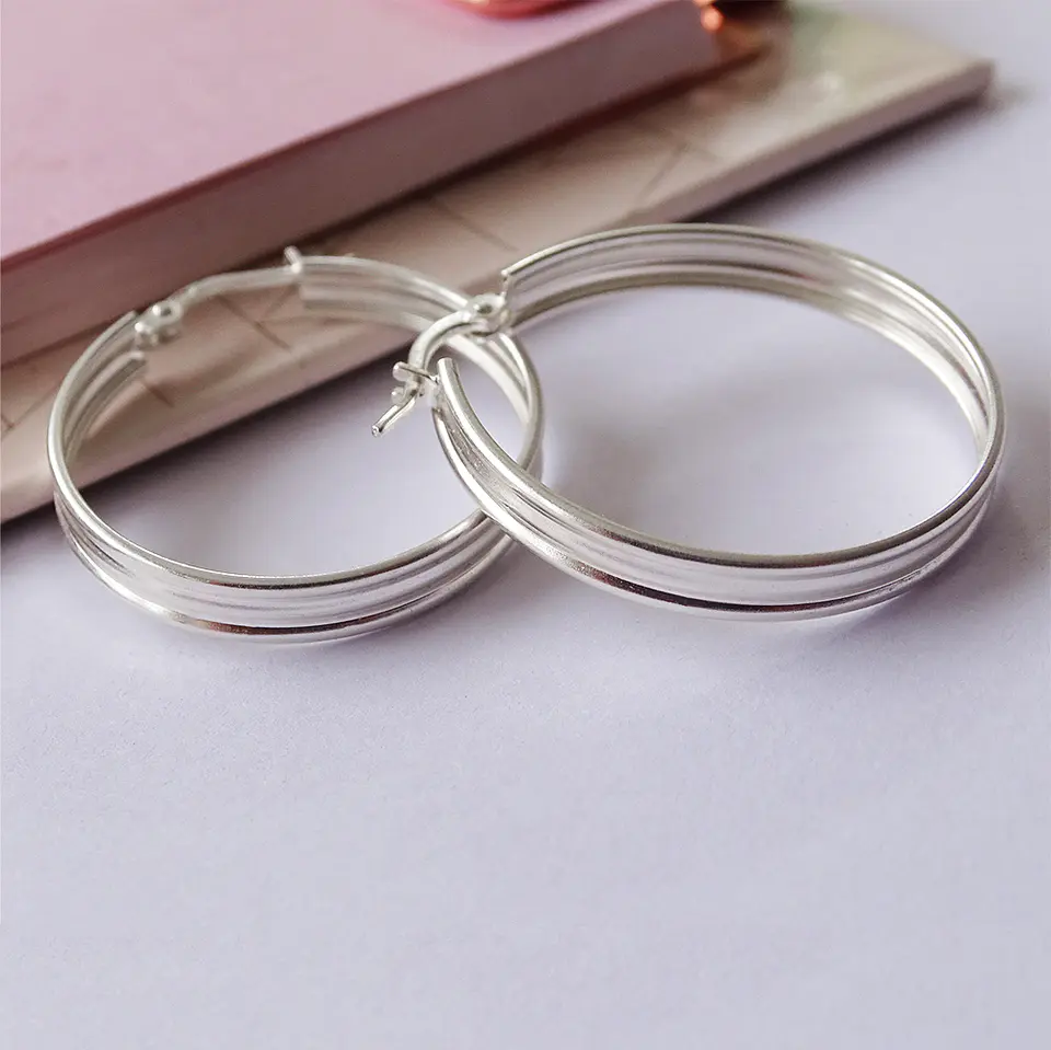 Aros De Plata 925 Argollas Mayu 27mm 3
