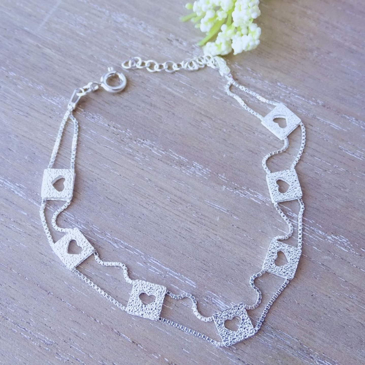 Pulsera De Plata 925 Love de Corazones 3