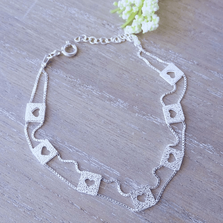 Pulsera De Plata 925 Love de Corazones 3