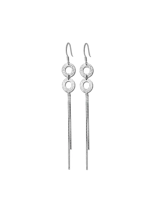 Aros De Plata 925 Largos Con Circulos