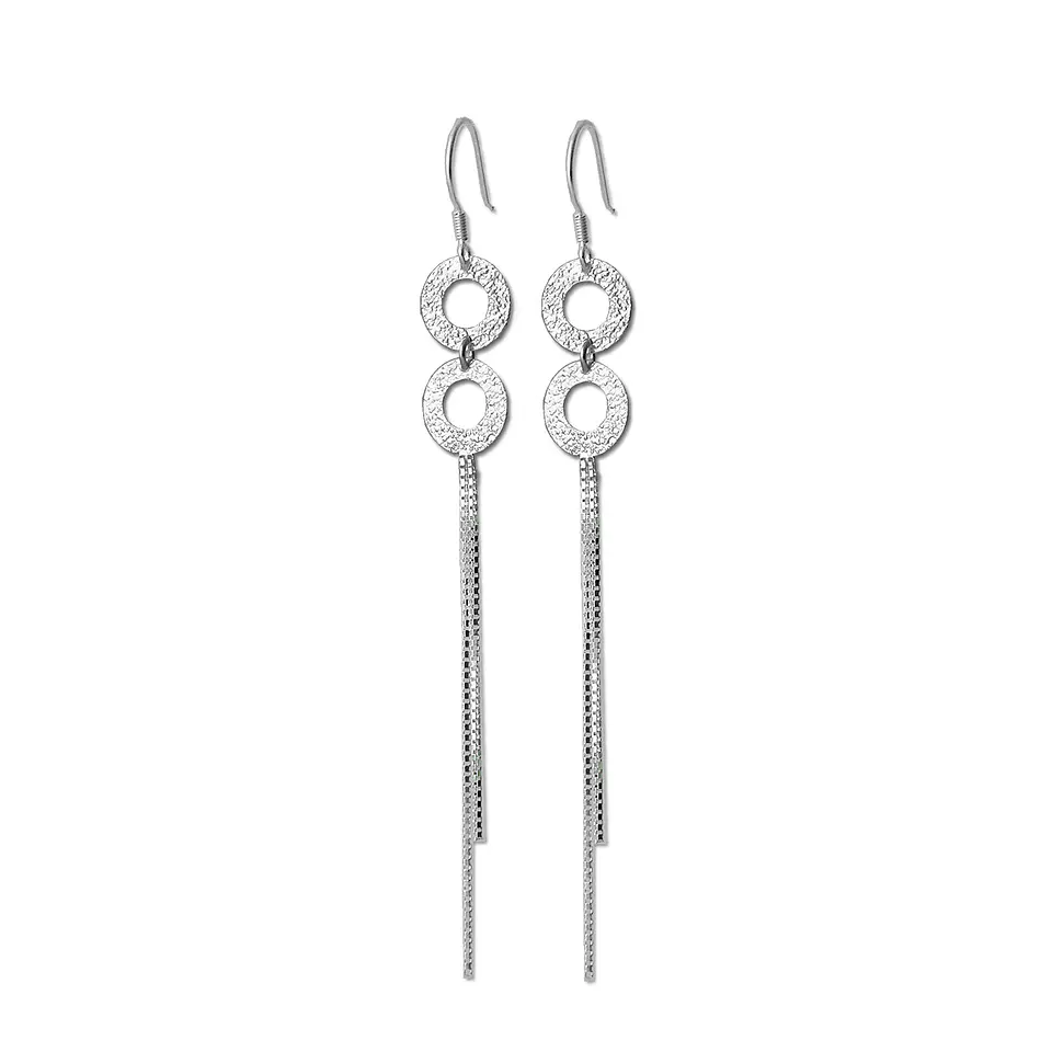 Aros De Plata 925 Largos Con Circulos 1