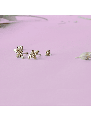 Aritos De Plata Con Baño de Oro Abejita