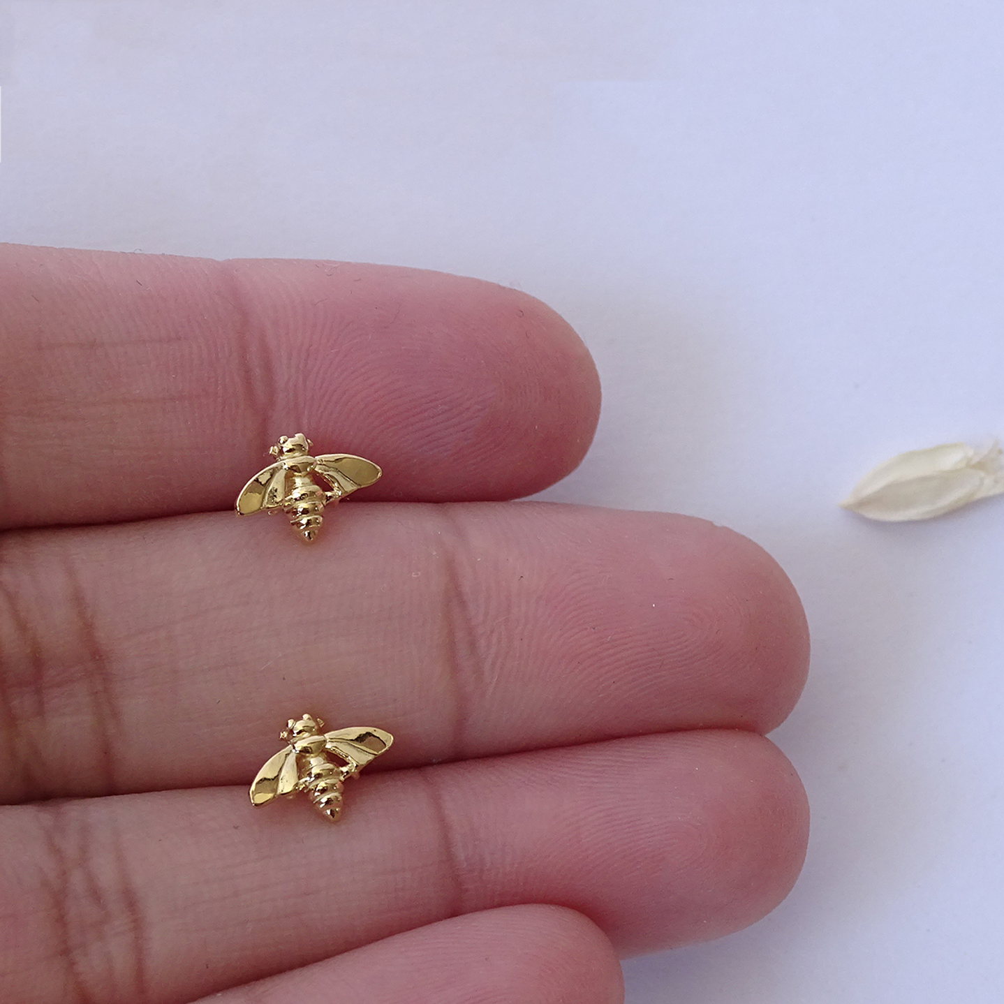 Aritos De Plata Con Baño de Oro Abejita 3