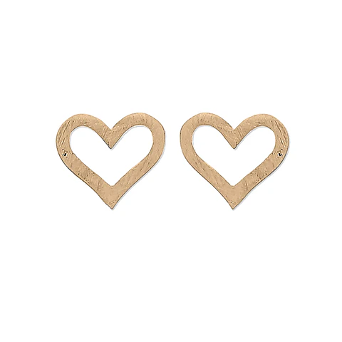 Aritos De Plata Con Baño De Oro Corazones Abiertos