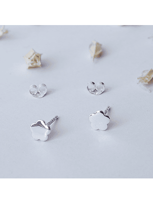 Aritos De Plata 925 Flor Plana