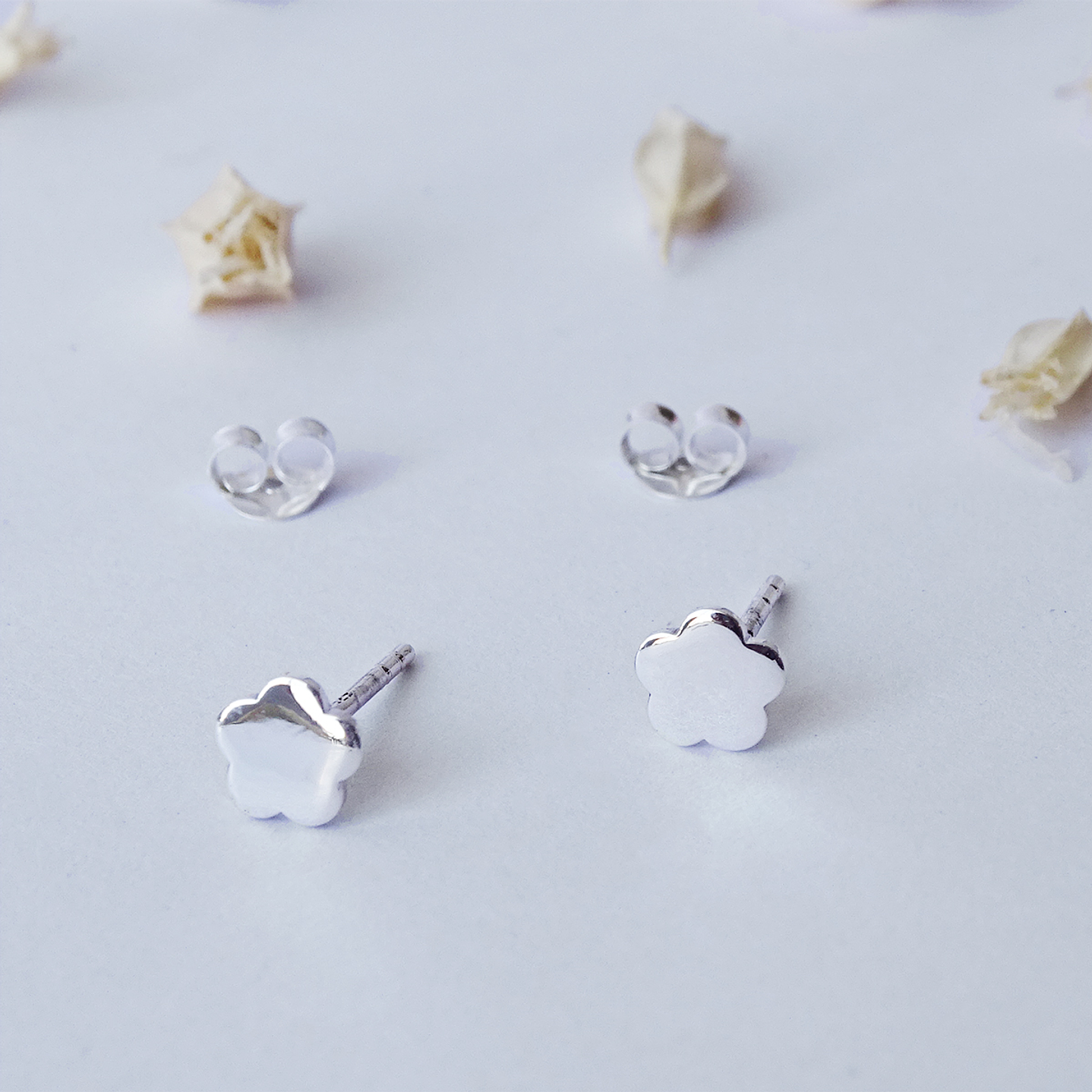 Aritos De Plata 925 Flor Plana 2