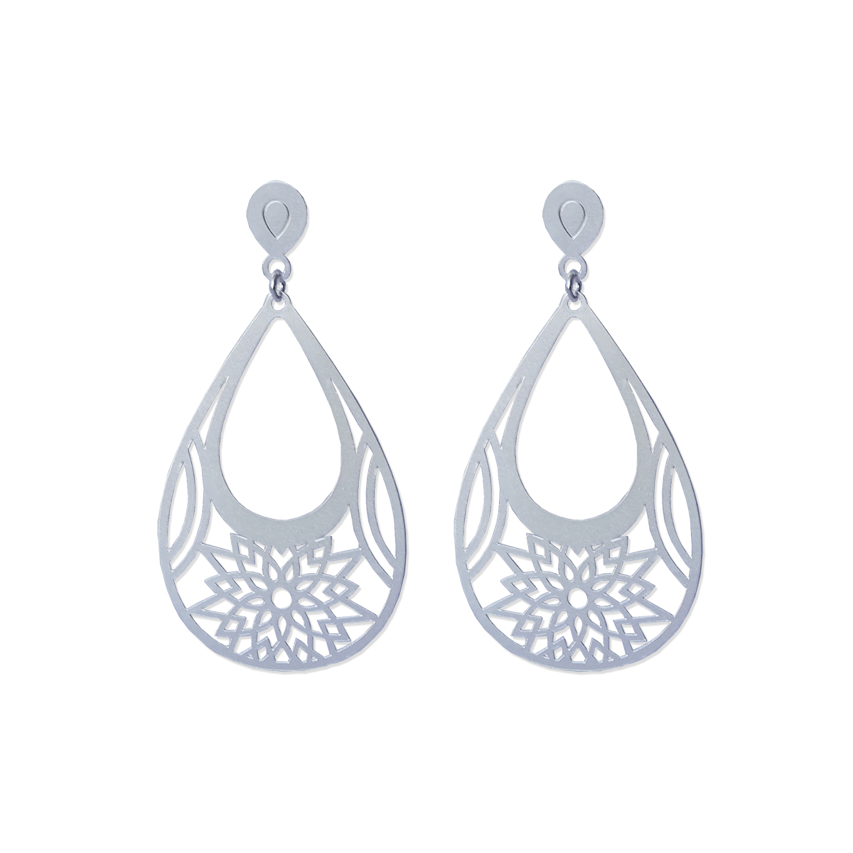 Aros Gota Flor · Plata 925