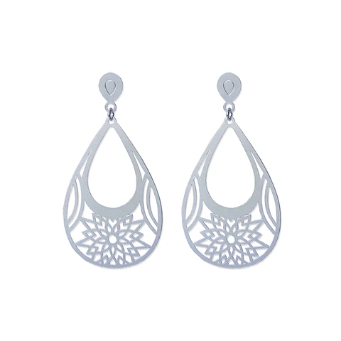 Aros De Plata 925 Gotas Flor