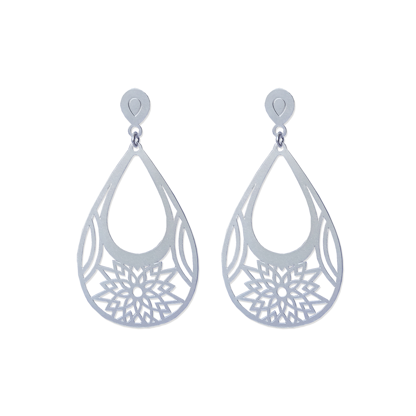 Aros De Plata 925 Gotas Flor 1