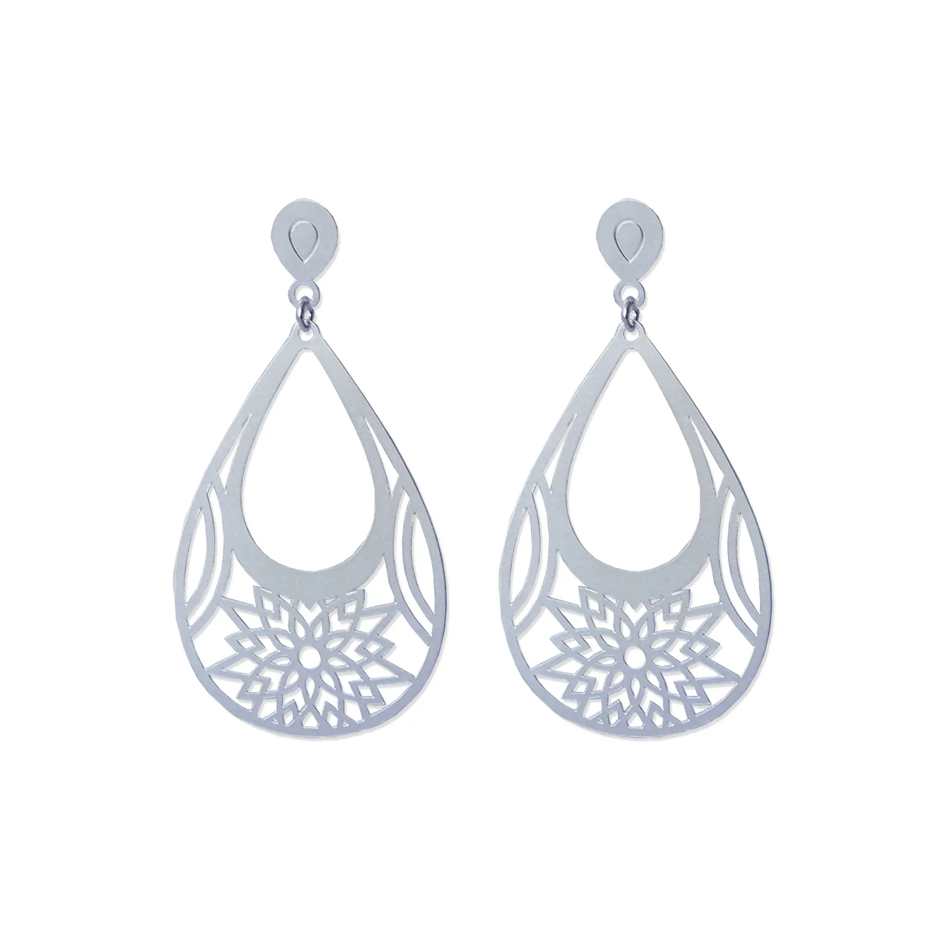 Aros De Plata 925 Gotas Flor 1