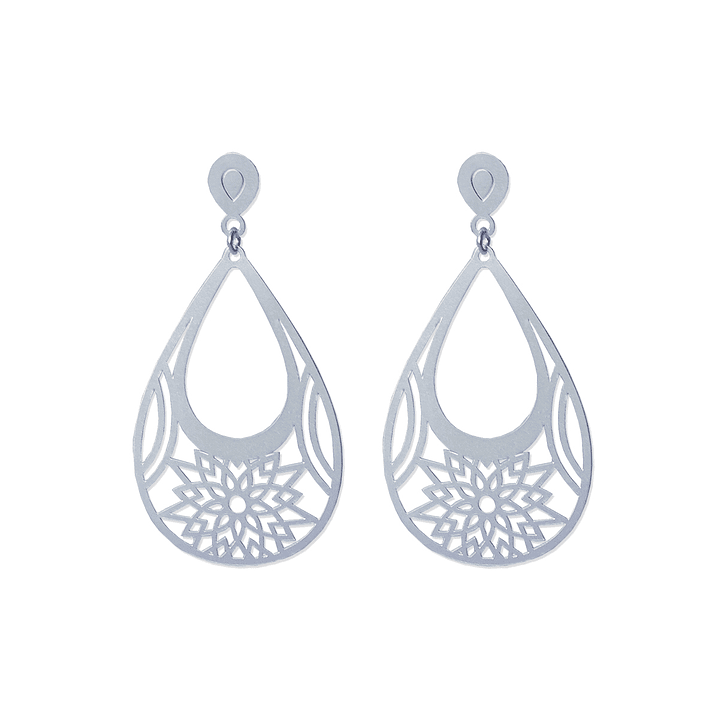 Aros De Plata 925 Gotas Flor 1