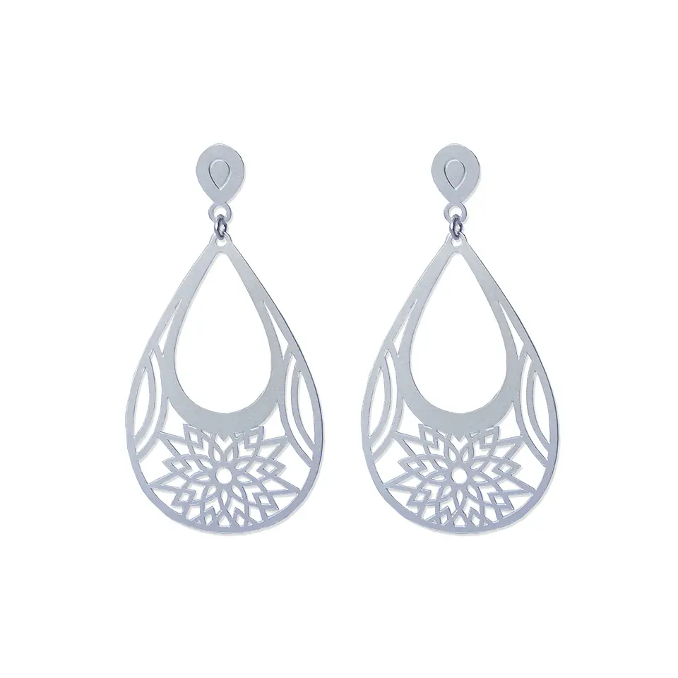 Aros De Plata 925 Gotas Flor 1